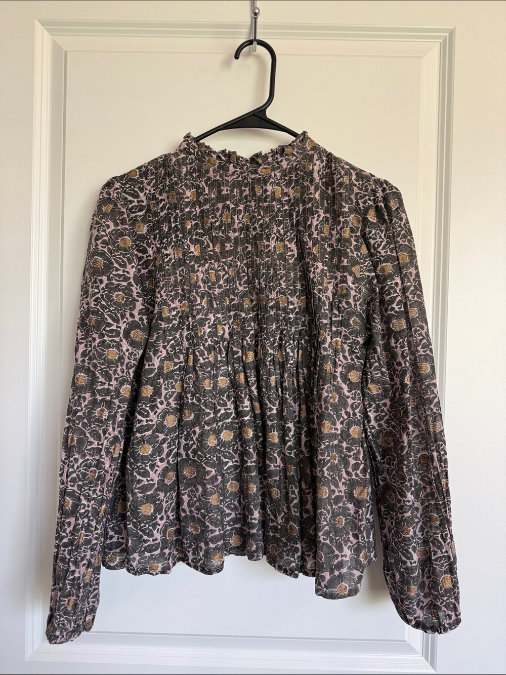 Oliphant Size XS Lightweight 100% Cotton Silk Peplum Long sleeve Blouse
